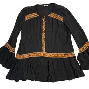 Urban Outfitters Ecote XS Namirah Pattern Bell Sleeve Tunic Top Oversize Peasant